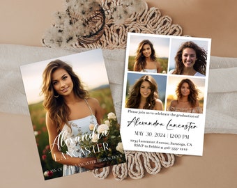 Editable Class Of 2024 Photo Announcement Template, Printable High School Graduation Invitation, Senior Photo Card, College Grad, Corjl GR93