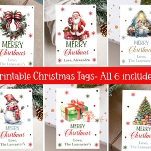 Editable Christmas Gift Tag Bundle Templates, Printable Holiday Gift Tag Set, School Christmas, Family Gift Tags, Religious Christmas, Corjl