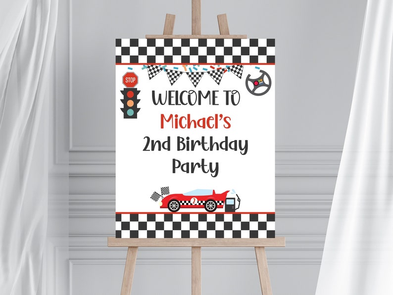 Editable Retro Race Car Welcome Sign Racing Party Boy - Etsy