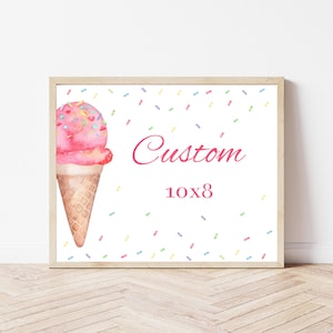 Editable Ice Cream Custom Sign Template, She&#39;s Been Scooped Up, Ice Cream Bridal Shower, Wedding Shower Invite, Ice Cream Birthday, Corjl