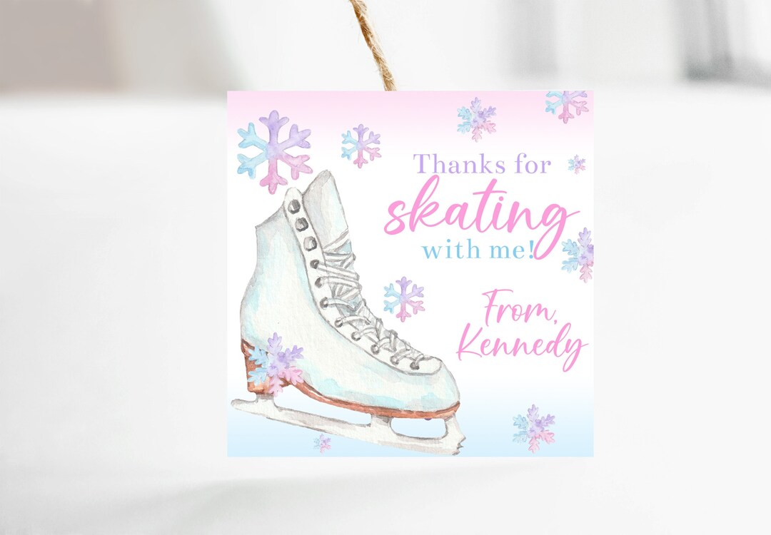 Ice Skating Party Favor Tag Ice Skating Birthday Party Winter Etsy