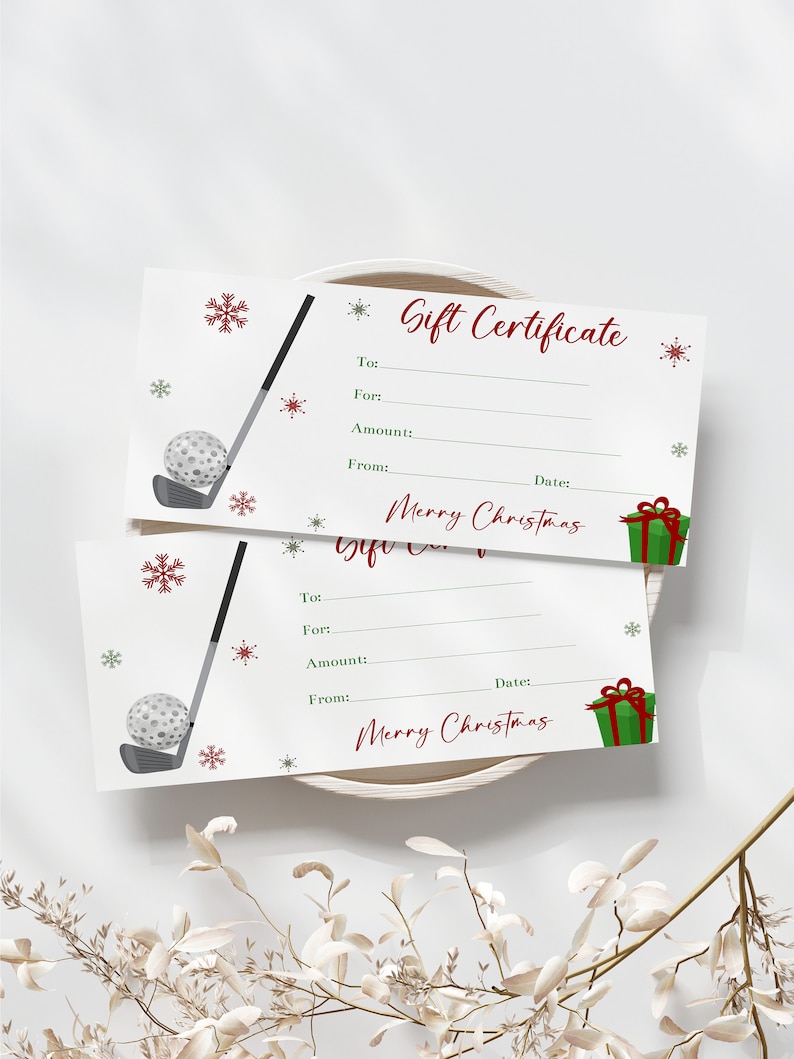 Editable Golf Gift Certificate Template Printable Golf Etsy