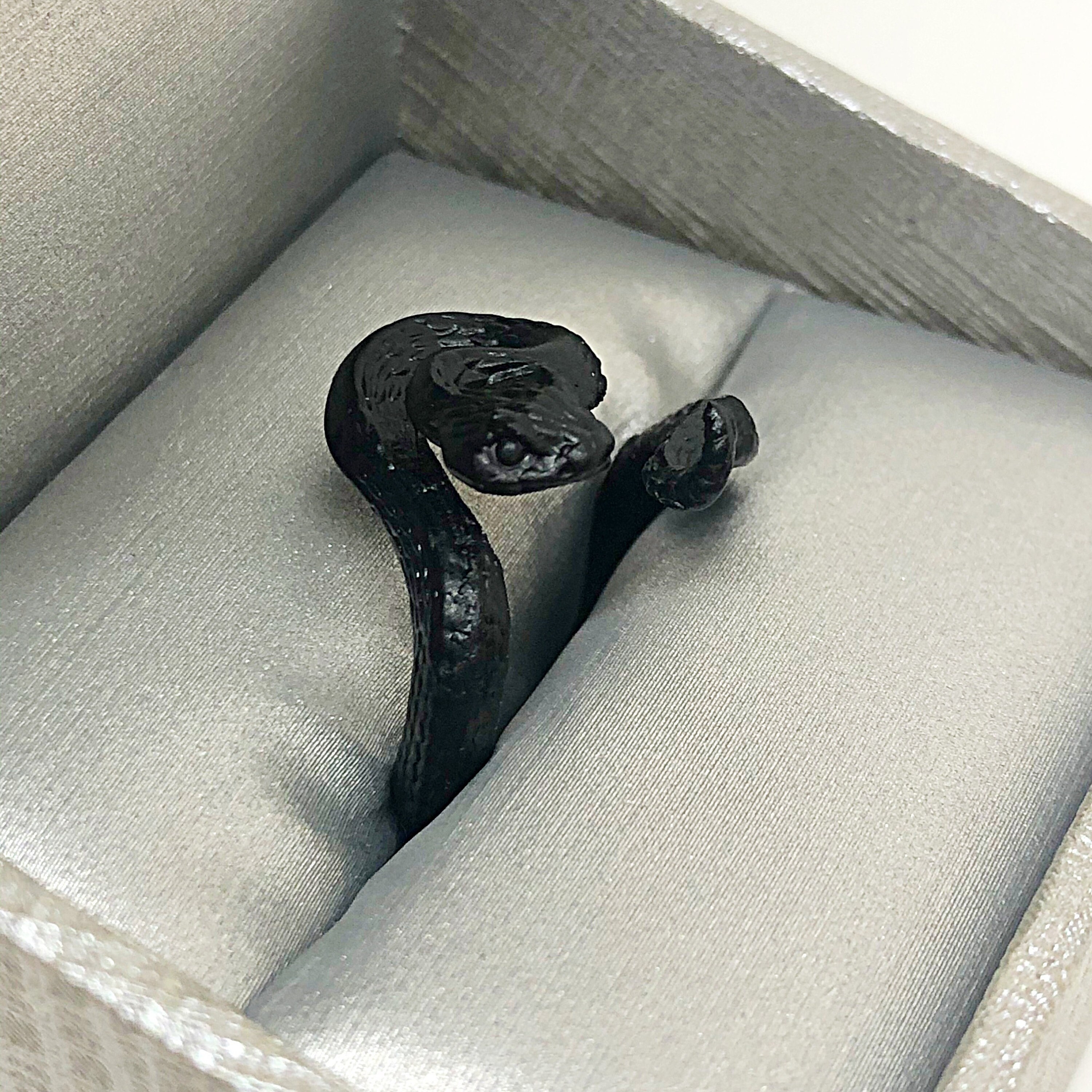 Black Snake Cobra Adjustable Statement Ring Etsy