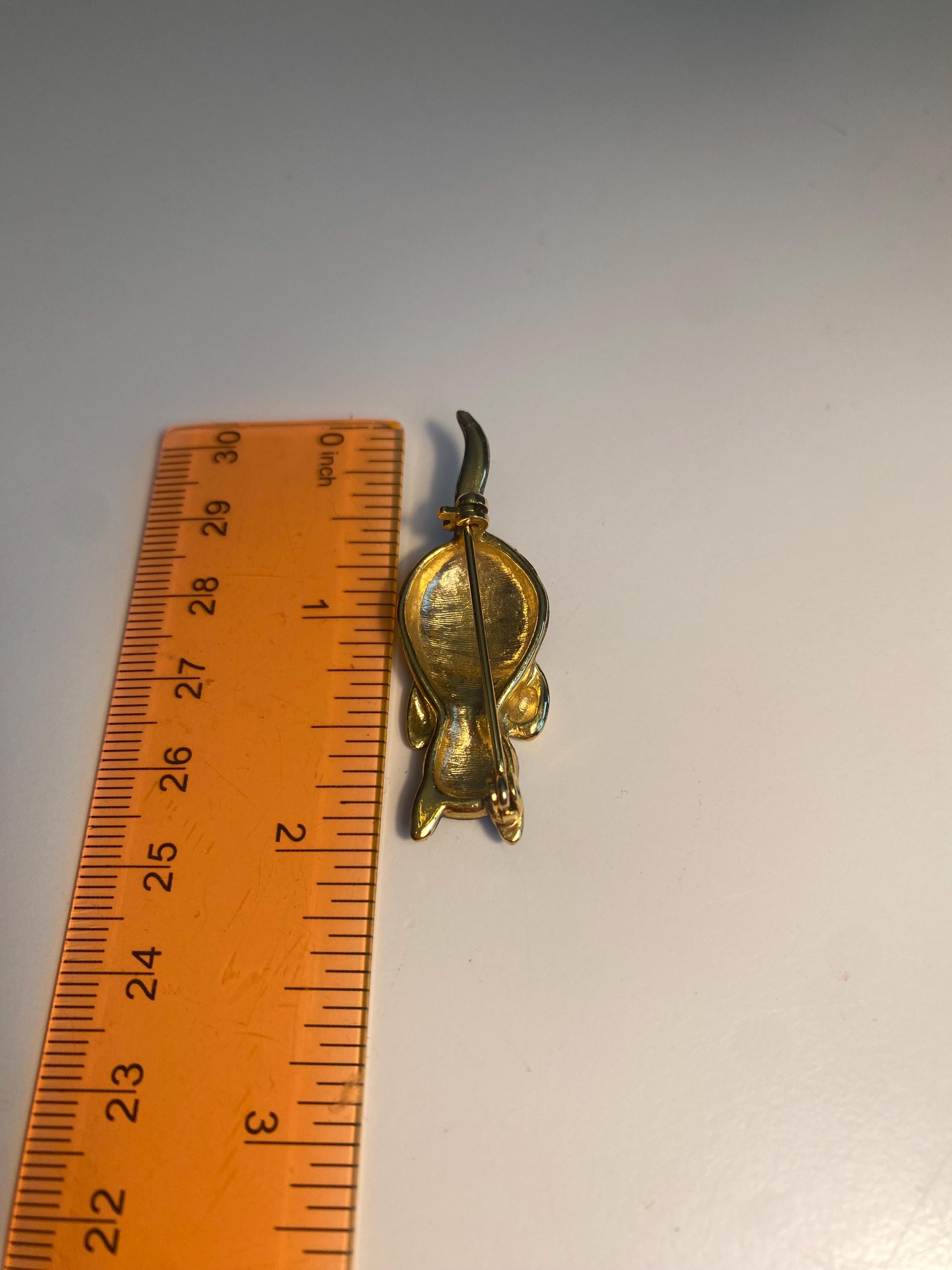 Vintage Jewelry Brooch Pin Matte Black Cat With Gold Tone Bow - Etsy
