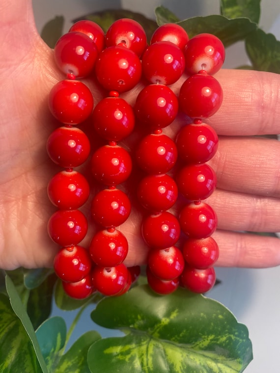 Vintage Jewelry Red Japanese Glass Bead Necklace