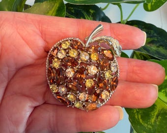 Coro Vintage 1960s Apple Amber Clear and Light Honey Colored Rhinestones