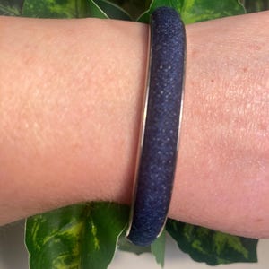 Joan Rivers Vintage Bangle Clamper Bracelet Blue Demin Silver Plated Gift for Her