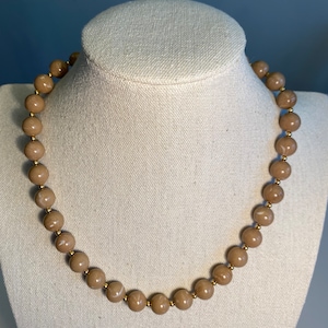 Joan Rivers Vintage Estate Jewelry Necklace Beige Tan Lucite Beads Gold Tone Spacer Beads Gift for Her