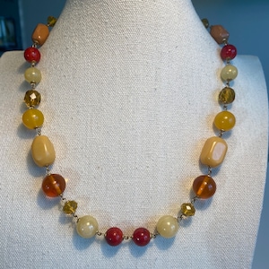 Vintage Jewelry Signed Colorful Joan Rivers Lucite Beaded Necklace Fall Colors Great Gift