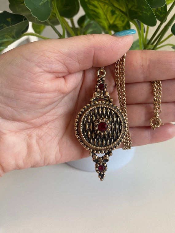 Jewelry Vintage Necklace Antiqued Gold Art Nouvea… - image 1