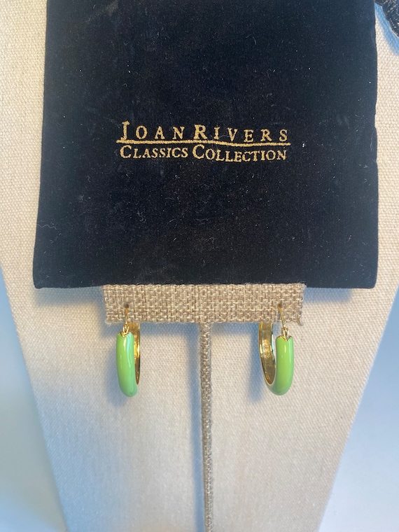 Vintage Jewelry Joan Rivers Lime Green Enamel Hoop