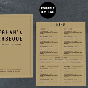 Restaurant Menu Template - Cafe Menu Template - Resaturant Printables - Bakery Menu Template - Food Truck Menu Template - Templett