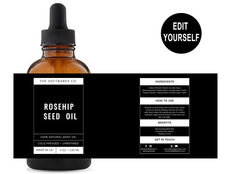 Rasmus Face Oil Label Template Body Oil Label Skin Oil Label Etsy