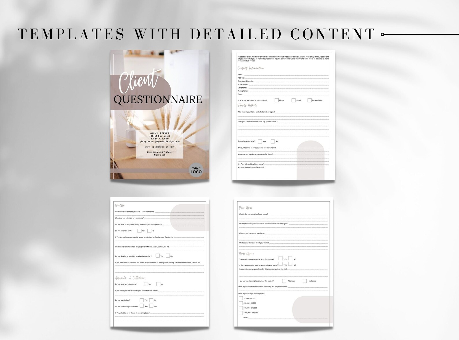Client Questionnaire 7 PAGES Canva Template Interior Etsy