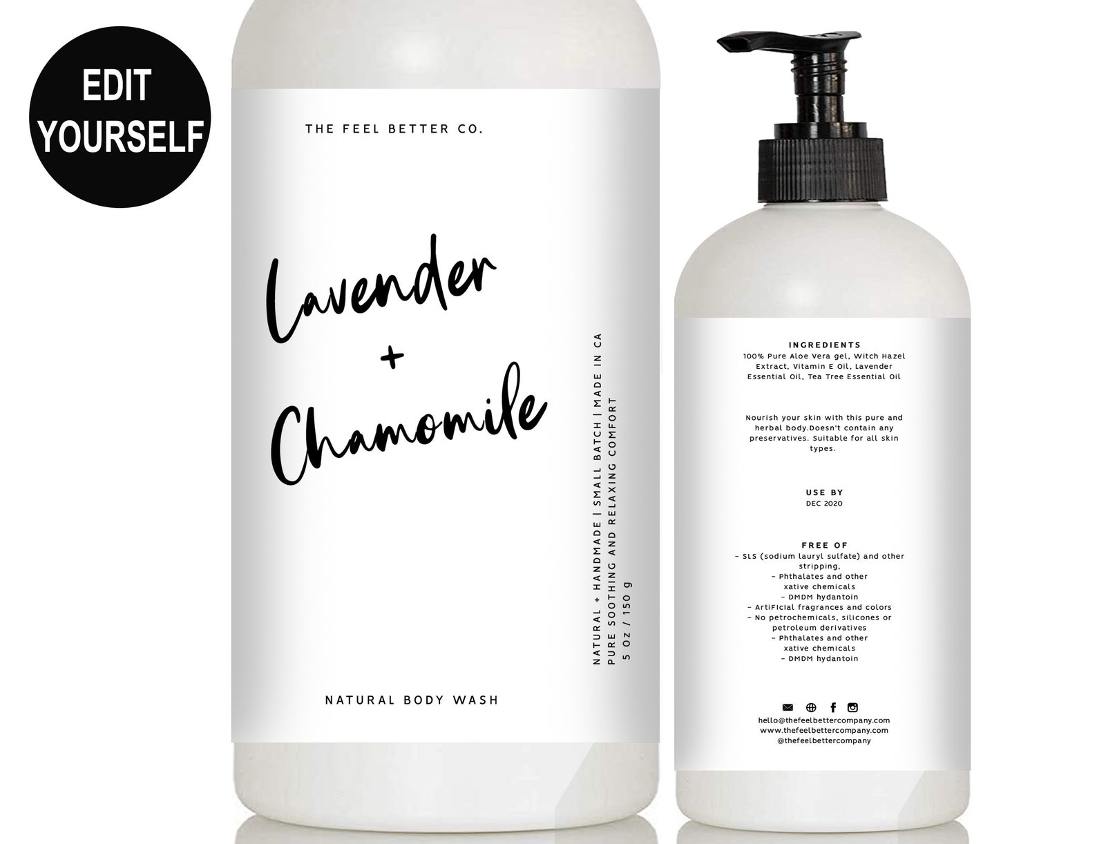 Lilja Body Wash Label Template Liquid Soap Label Editable Etsy