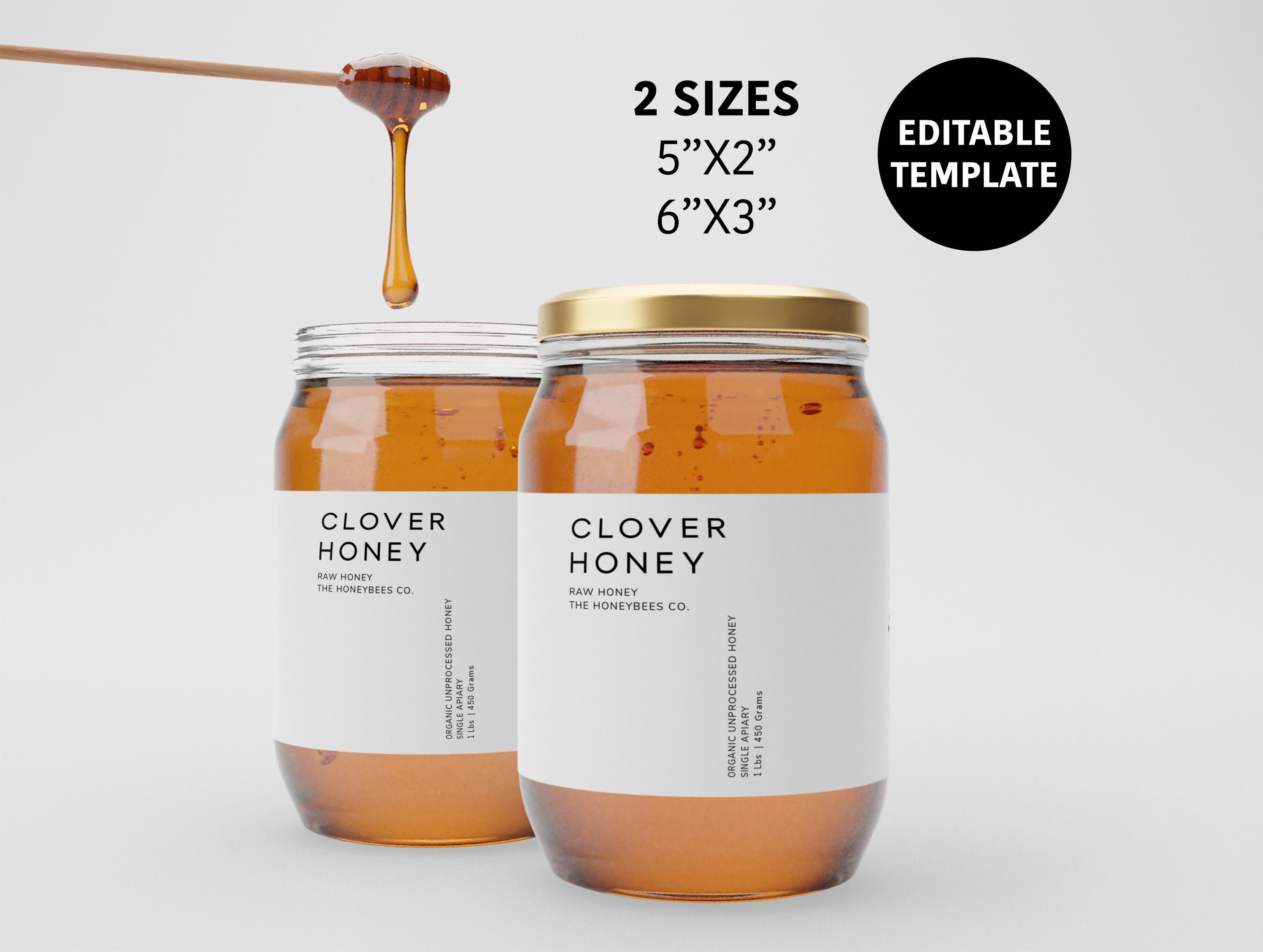 Nova Honey Jar Label 2 Sizes Honey Label Template Etsy