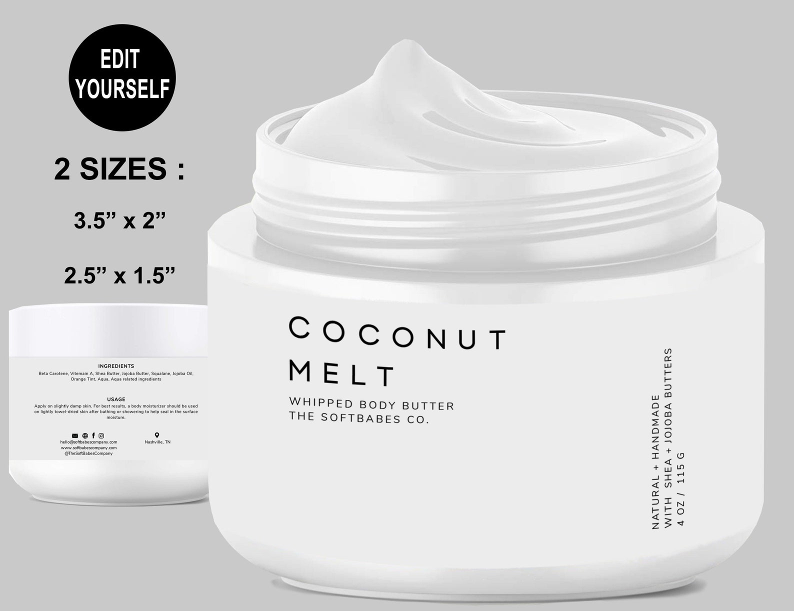 Nova Body Butter Label 2 Sizes DIY Custom Jar Label Etsy