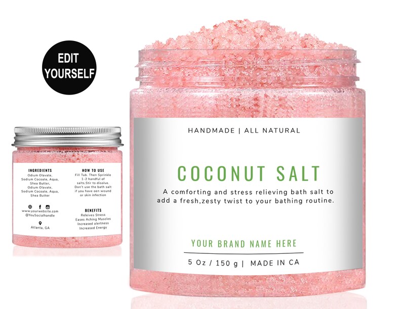 Bath Salt Label Template Bath Soak Label Bath Salt Sticker Etsy