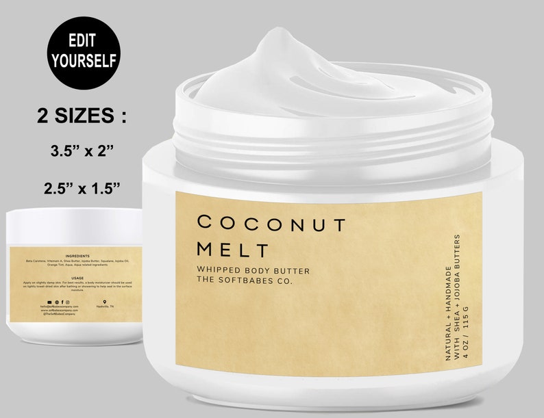 Nova Body Butter Label Template Editable DIY Custom Skin Etsy