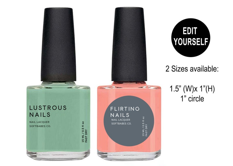 Nail Polish Label Template 2 Sizes Printable Editable Etsy
