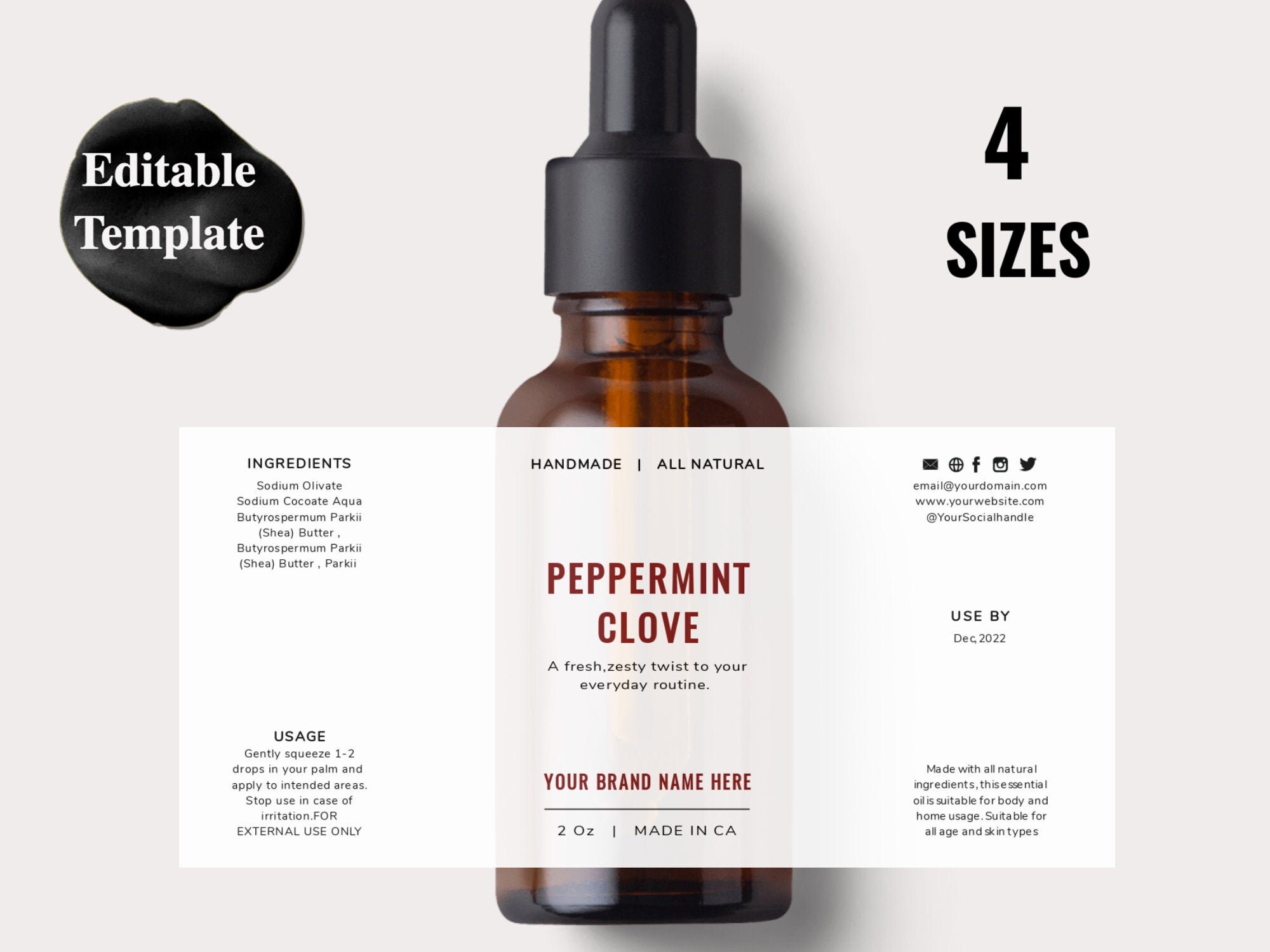 Product Label Template DIY Editable Label TemplateDropper Etsy