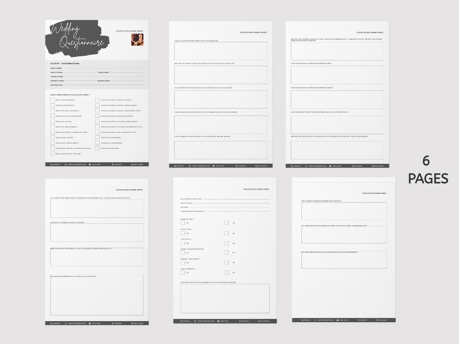 Wedding Photography Questionnaire Template Pre Wedding Etsy