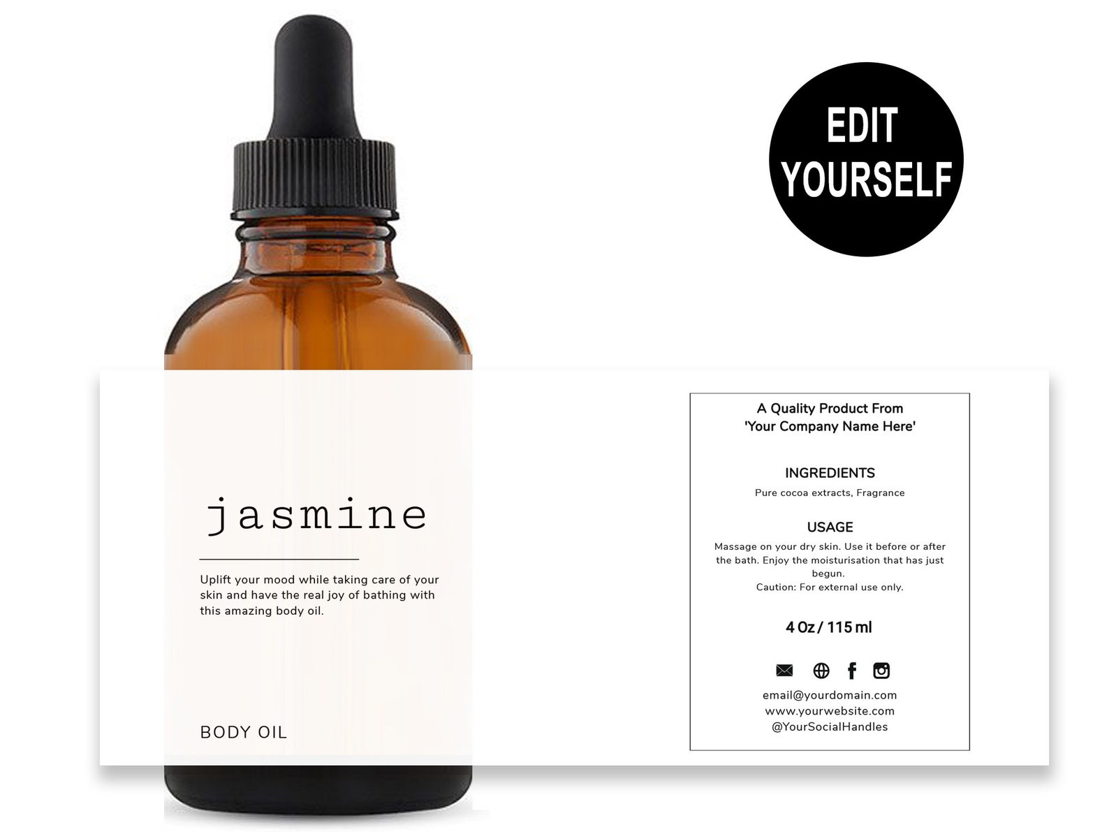 Sem Face Oil Label Template Body Oil Label Skin Oil Label Etsy