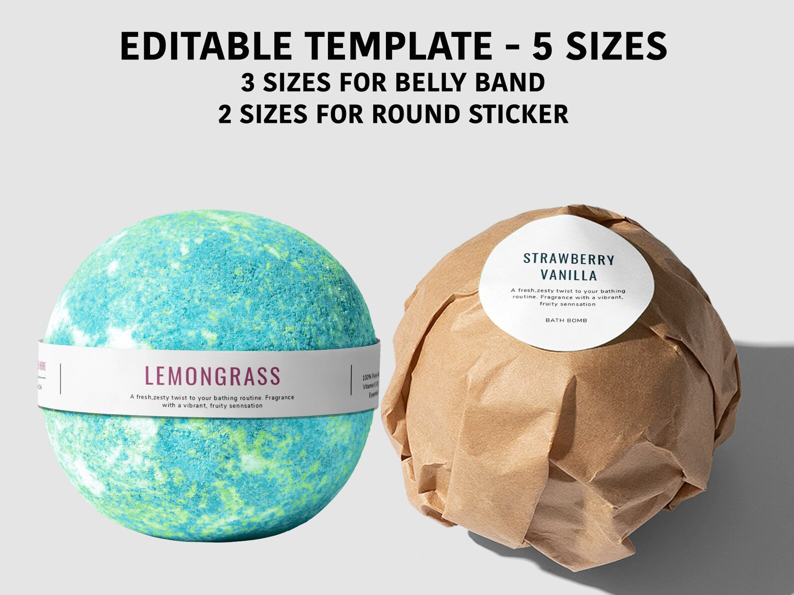 Bath bomb Labels Template Editable Printable DIY Belly Band Etsy