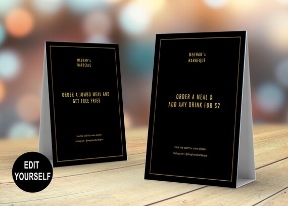 Table Tent Card Template Tent Card Menu Table Menu - Etsy