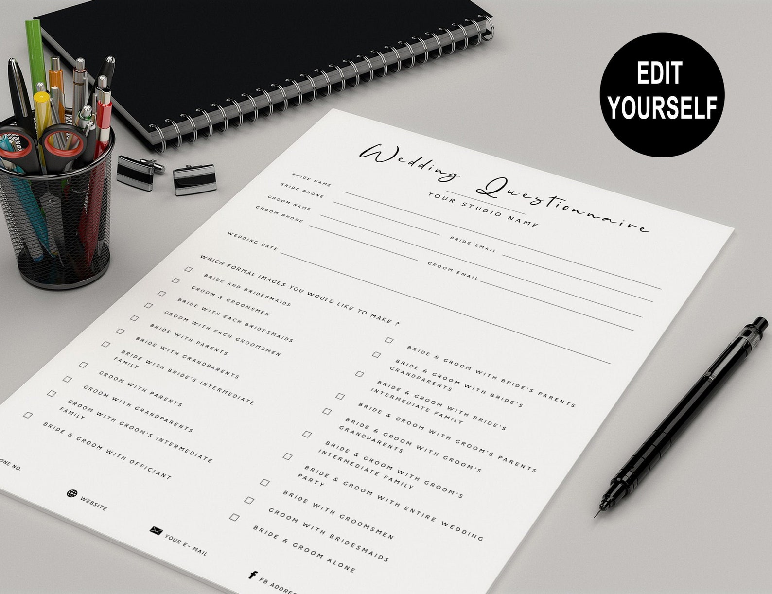 Issac Wedding Photography Questionnaire Template Pre Etsy