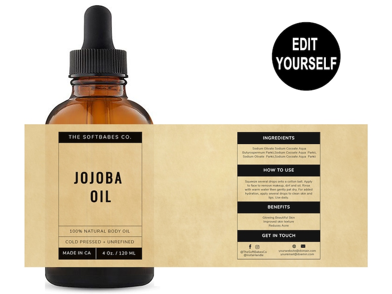 Rasmus Face Oil Label Template Body Oil Label Skin Oil Label - Etsy