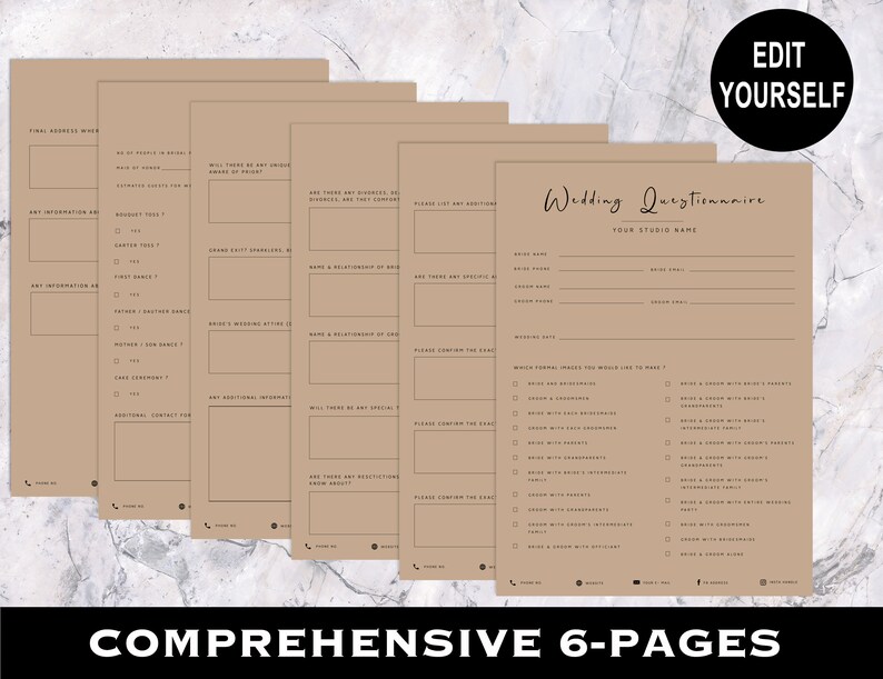 Issac Wedding Photography Questionnaire Template Pre Etsy