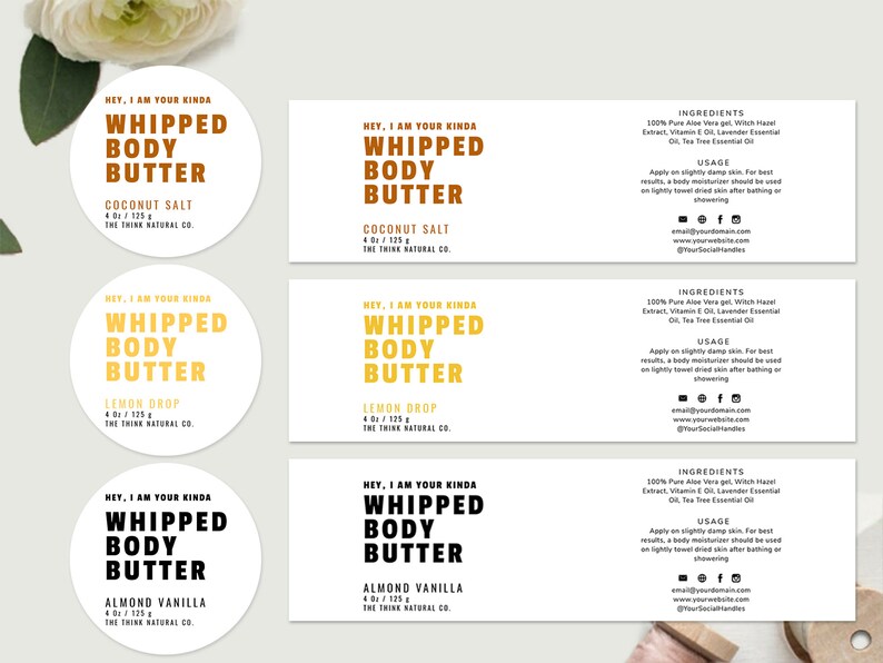 Claudia Whipped Body Butter Label Template EditableBody Etsy