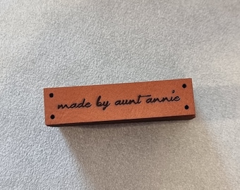 Custom Faux Leather Knitting Labels - Personalized Product Tags