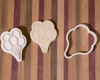 Balloon Cookie Cutter & Embosser Stamp Set | 3D Printed Balloon Cookie Cutter | Birthday Party Cookie Cutter | Fondant Cutter