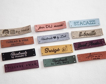 Faux leather labels - Knitting labels - product tags - custom sewing tags