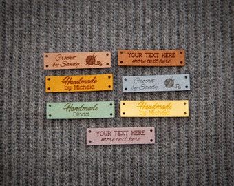 30pc Personalized Faux Leather Sewing Labels – Custom Product Tags