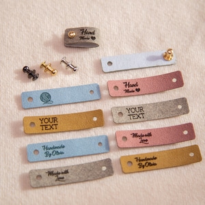 Faux leather labels with rivets Knitting labels product tags custom sewing tags image 9