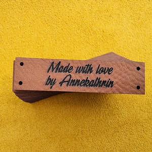 Faux leather labels - Knitting labels - product tags - custom sewing tags