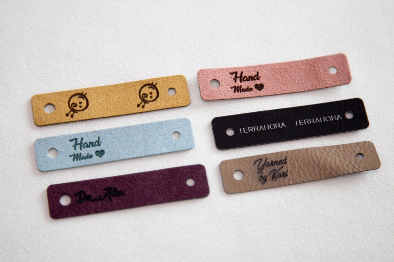 Faux leather labels with rivets Knitting labels product tags custom sewing tags image 4