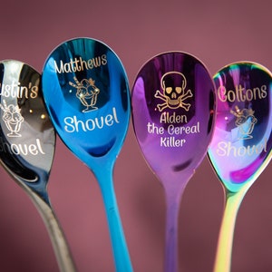 Eislöffel - Löffel mit Gravur - Personalisierter Kaffeelöffel aus Edelstahl - Laserlöffel - Individueller Löffel - Farblöffel
