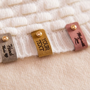 Faux leather labels with rivets Knitting labels product tags custom sewing tags image 1
