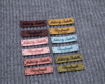 Faux leather labels - Knitting labels - product tags - custom sewing tags