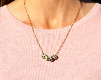 Natural Stone Dalmatian Jasper Bead Necklace, Jewelry Gifts For Women
