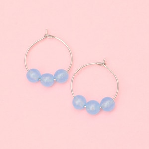 Creolen mit blauen Jade Perlen