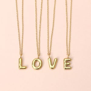 Gold Bubble Letter Initial Necklace: Custom Personalised Jewelry