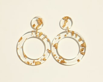 Gold Foil Earrings Clear Acrylic