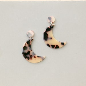 Half Moon Tortoise Shell Acetate Earrings image 1