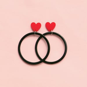 Big Black Acrylic Statement Circle Earrings