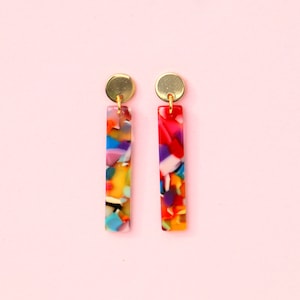 Colorful Acetate Bar Earrings image 1